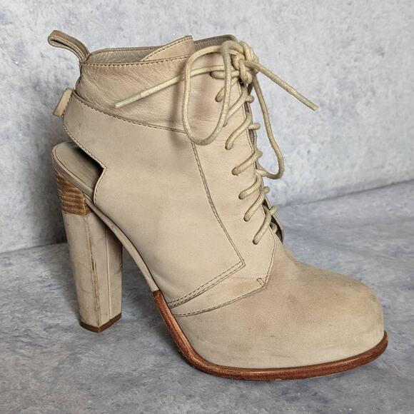 Alexander Wang Dakota Cut Out Lace Up Booties in Cement, Size 38 - Picture 3 of 10